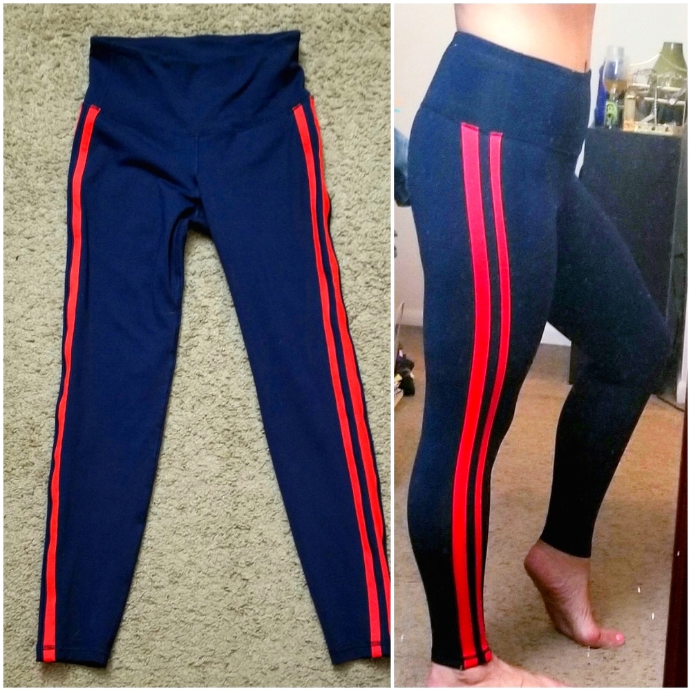 Old Navy small athletic leggings blue & coral red